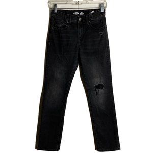 Old Navy Boys Youth Jeans 12 27x26 Karate Black Slim Stretch Distressed Denim